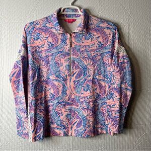 Lilly Pulitzer 1/2 Zip Pink/Blue Pullover Size S